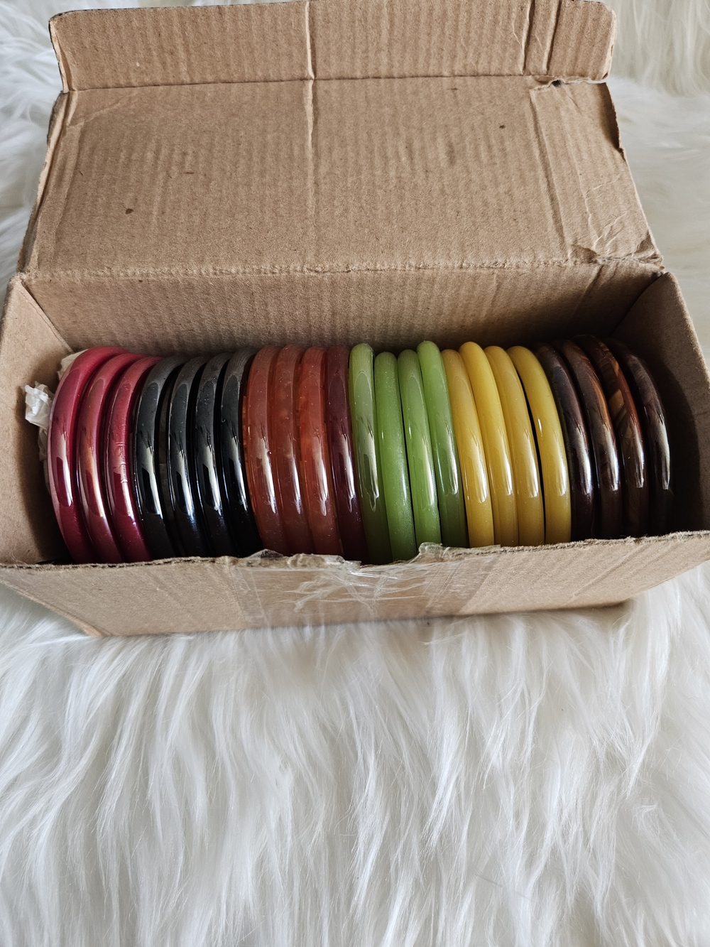 Colorful Assorted Resin Glass Bangle Bracelet Stack Of 23